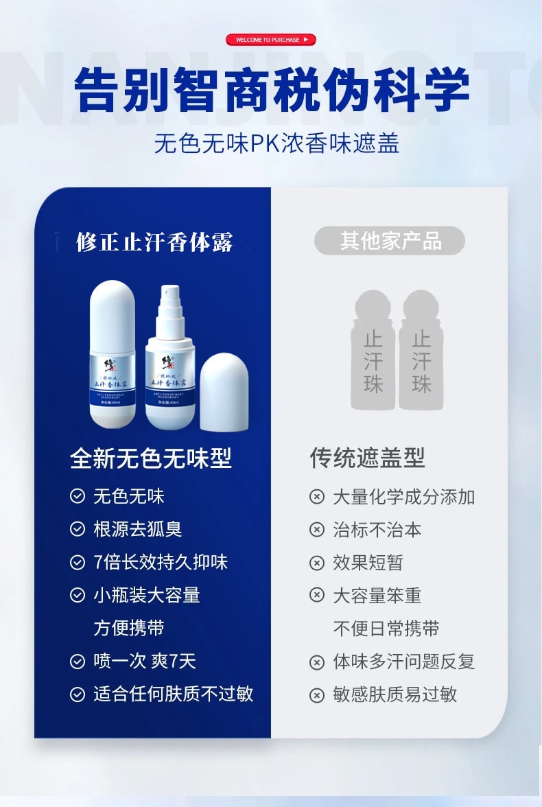 【中國直郵】修正 歌琳玫 清新持久淡香噴霧淨腋異味汗臭狐體臭止汗香體露40ml