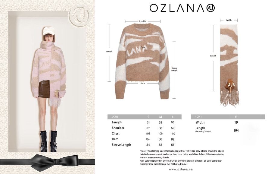 【中国直邮】OZLANA 龙年限定 精灵龙玩偶围巾毛衣套装 粉色 S 发货需3-7工作日