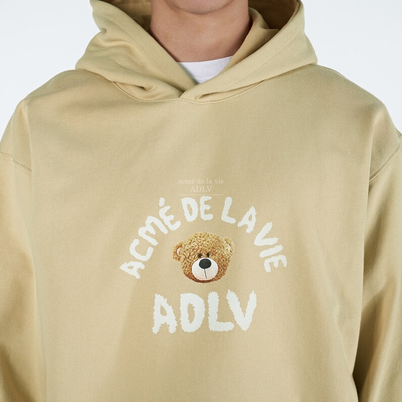 acmé de la vie【加拿大/韓國直郵】【李聖經同款】卡通玩偶印花oversized情侶款泰迪熊玩偶帽衫-米色 1