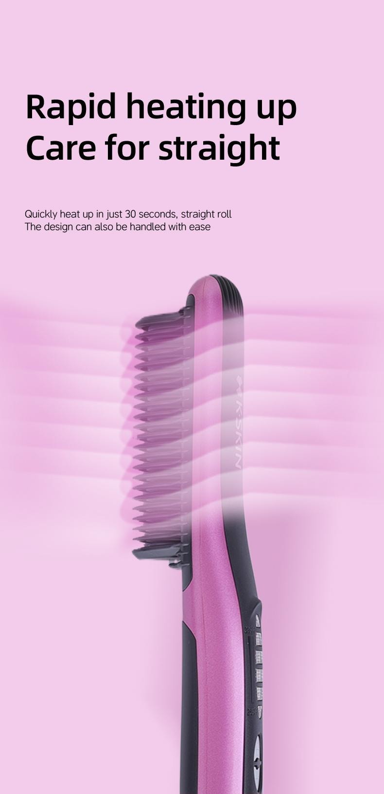 金米 直髮梳 不傷髮 直捲兩用 捲髮棒 夾板拉直 內扣短髮 KD388C 1台