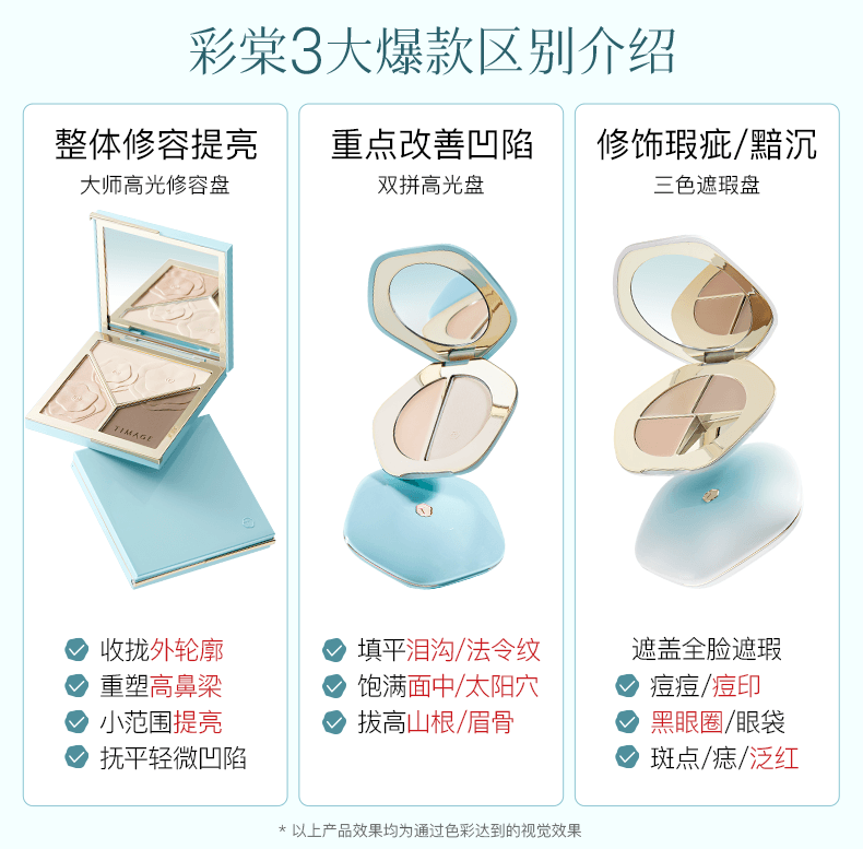 彩棠 柔影沁纱双质高光盘 皎月白远山白 1.8g+3.2g