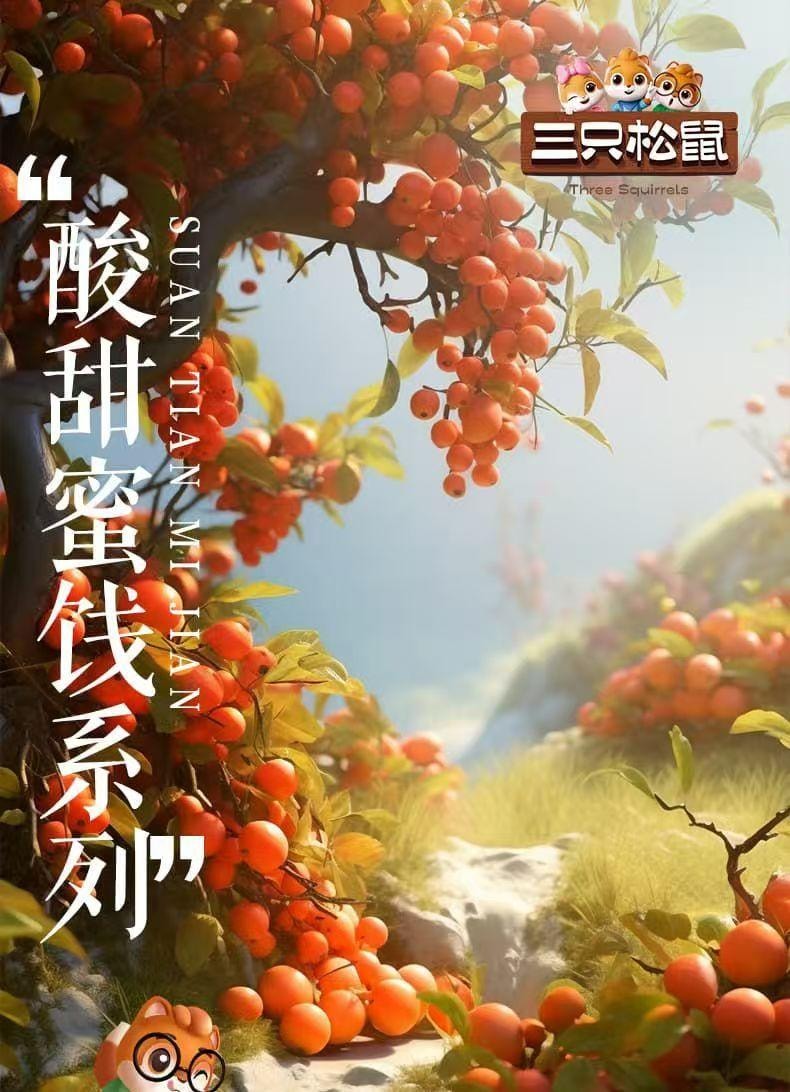  三隻松鼠 西梅山楂 乳酸菌柳橙 酵素山楂 開胃三口味果肉條 原果打漿 軟糯清新酸甜 150g