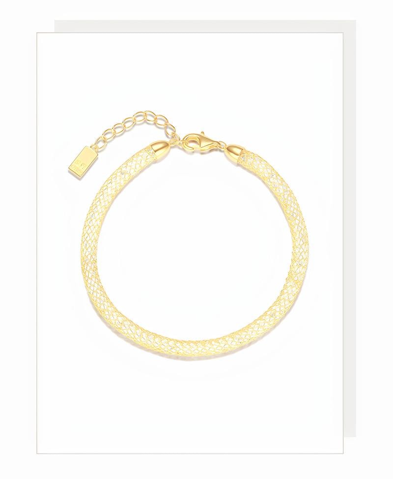 【中国直邮】 周大生 DC细闪缠绕网格手链纯银璀璨银河手链  金色 1个装