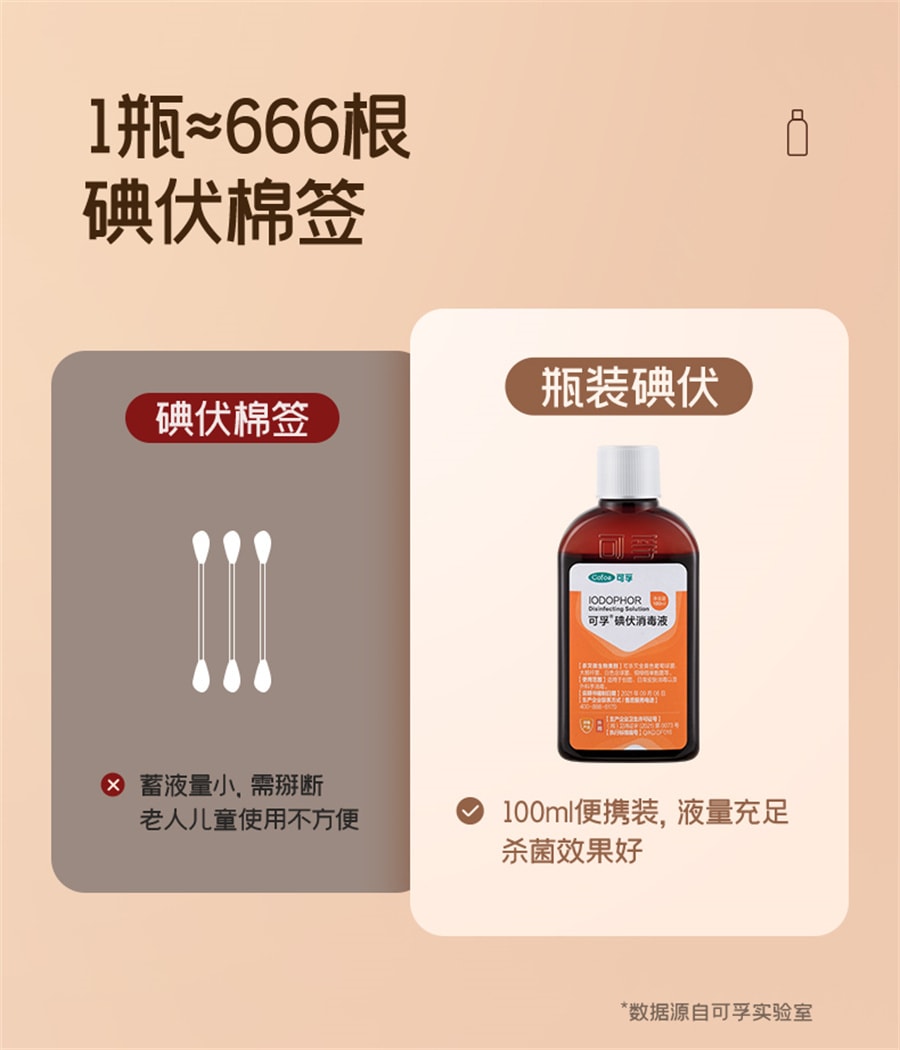 【中国直邮】可孚  碘伏消毒液医用碘酒络合碘喷雾婴儿肚脐专用泡脚宠物伤口杀菌  100ml/瓶