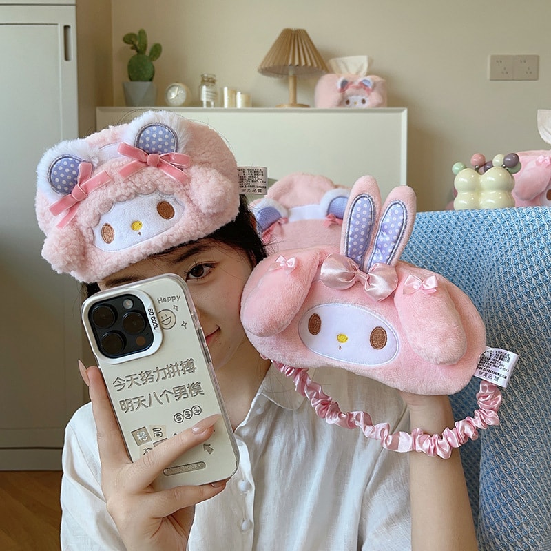 【中國直郵】 FOXTAIL 三麗鷗睡眠護眼罩 卡通可愛 毛絨眼罩 女生辦公室午睡遮光-必愛諾 1個*|預計到達時間3-4週