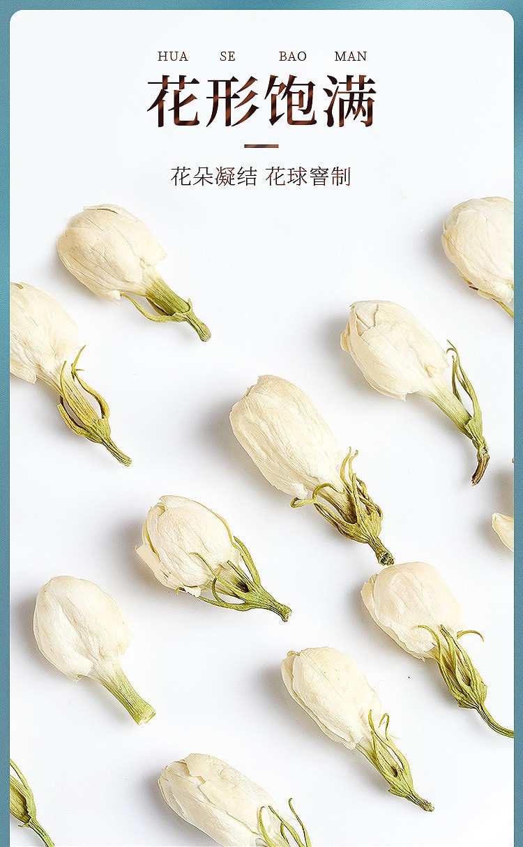 【中国直邮】福东海  茉莉花茉莉花茶茶叶干茉莉花含苞花球白毫浓香型  50g/罐