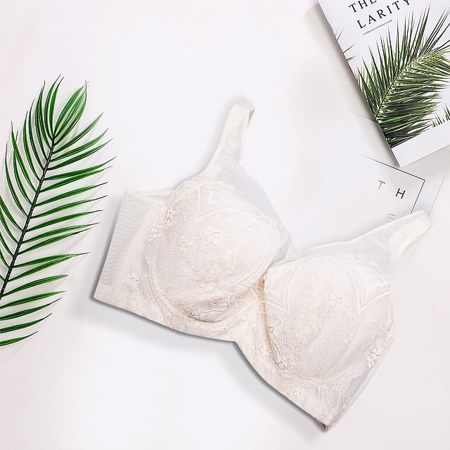 Bras Full-Cup Floral Lace Push-Up Bra White 75C #11602