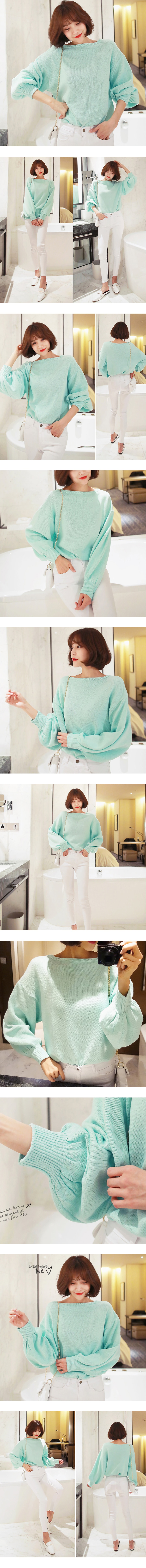 WINGS Balloon Sleeve Knit Top #Mint One Size(S-M)