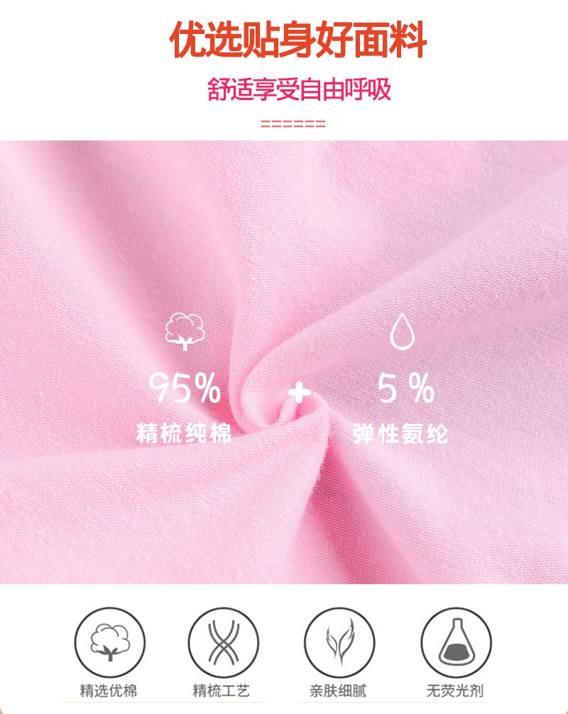 【中國直郵】兒童女寶寶內褲 純棉卡通平角 5條裝 款式隨機發 M碼