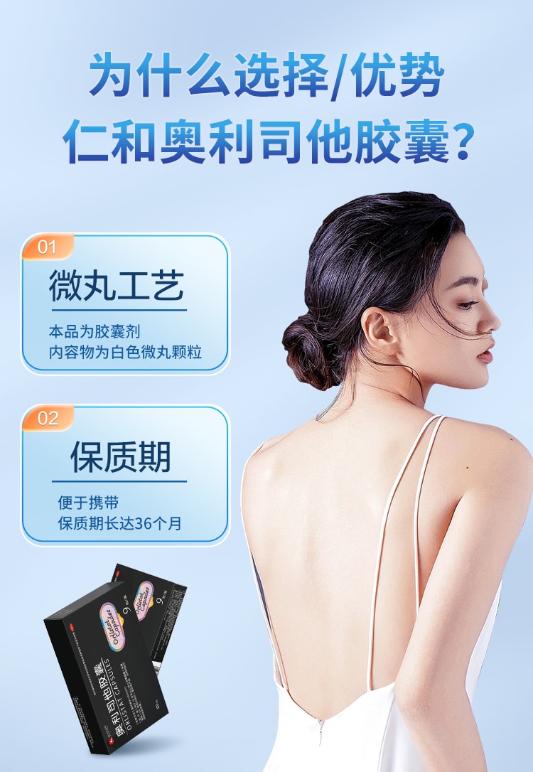 【中国直邮】 仁和 奥利司他胶囊瘦身药排油减脂丸女男士专用9粒1盒