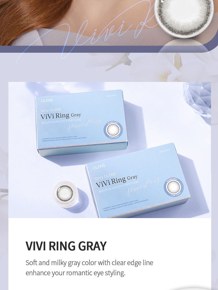 【韓國直郵】月拋 Olens 狗狗眼灰 Vivi Ring Gray 2片裝