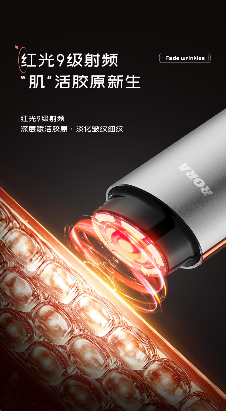 中國RORA 紅光九級深層射頻儀提拉緊緻美容儀 灰色 1件