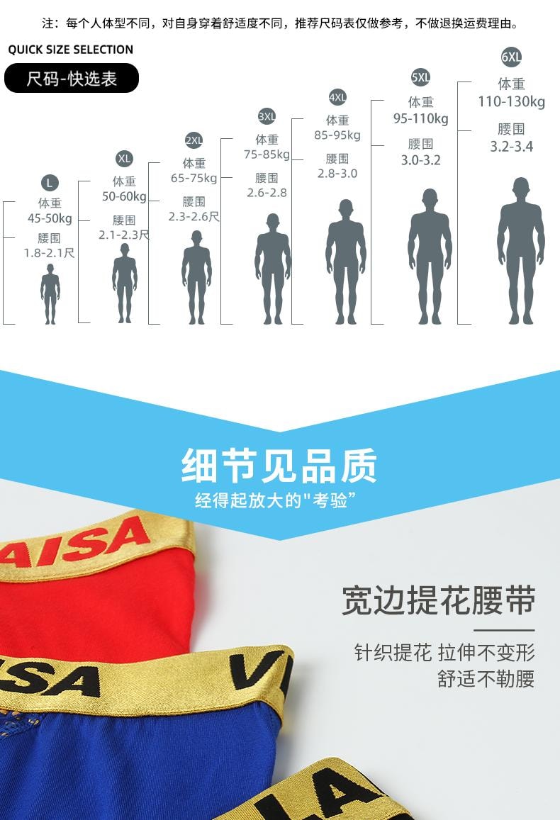 【中國直郵】 正大 英國衛褲內褲官方正品加強版磁石男士平角內褲透氣四角短褲金點黑+紅+藍100-120斤