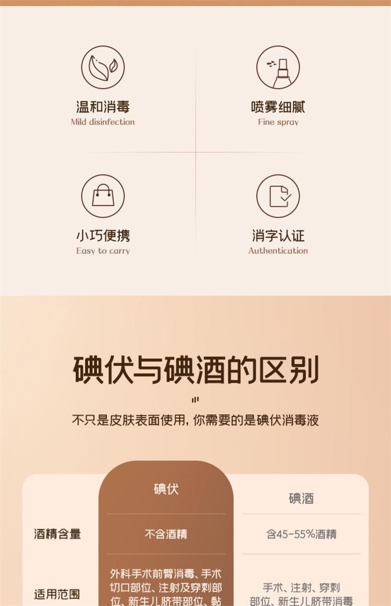  可孚 碘伏消毒液100ml医用碘酒喷雾婴儿专用泡脚宠物伤口杀菌典伏消毒夜