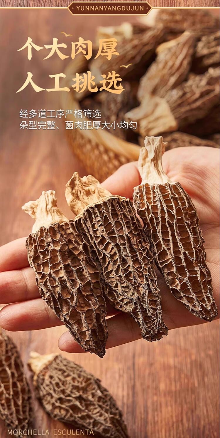 【中国直邮】 醉语阁 头茬羊肚菌  山珍干货滋补精 菌菇炖鸡煲汤材料 火锅食材 1 包