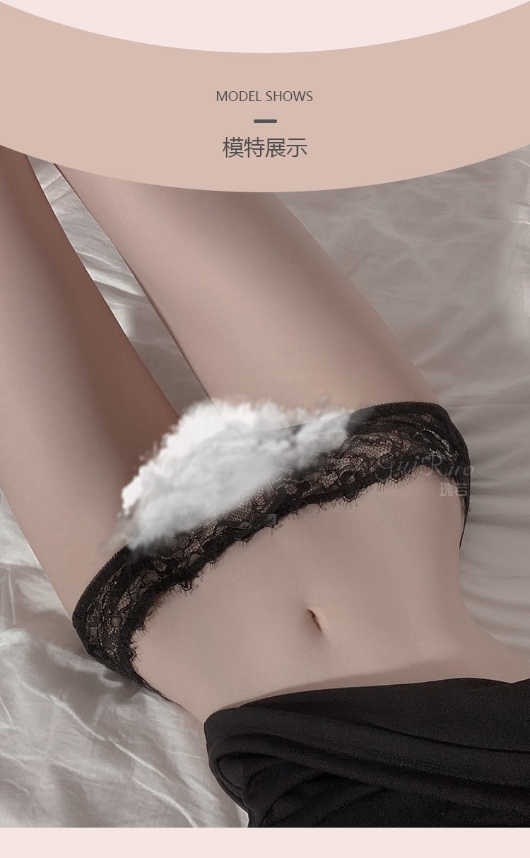 【中国直邮】瑰若 情趣内衣 性感系带蝴蝶结低腰内裤 透明三角裤 白色