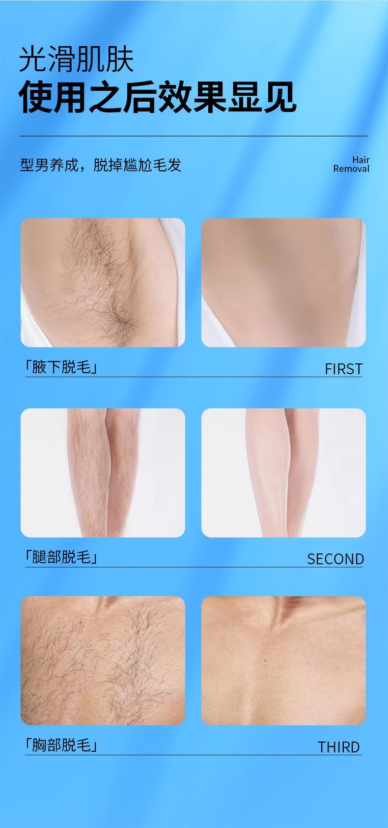 【中国直邮】正彩 去腋毛手毛腿毛腋下温和全身 夏季男士脱毛膏200g
