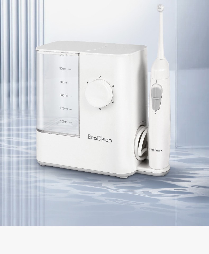 【中国直邮】EraClean世净 口腔清洁台式 电动冲牙器 便携式家用洗牙器 水牙线 防水洁牙神器 白色 WF-T01