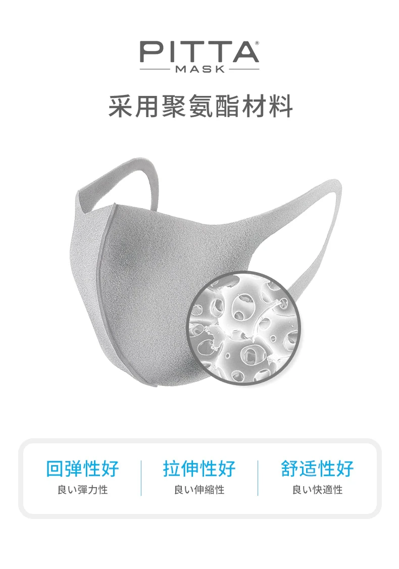 【日本直效郵件】 PITTA MASK 立體防塵防花粉口罩 亮灰色 3枚裝