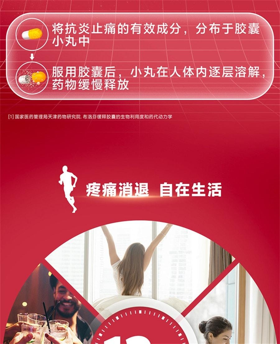 【中國直郵】 芬必得 布洛芬緩釋膠囊解熱鎮痛感冒流感偏頭痛牙關節痛 0.3g*24粒