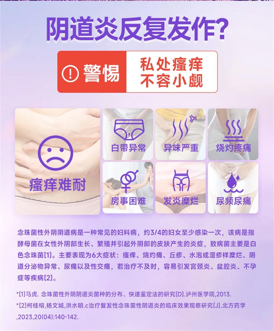 【中國直郵】 婦炎潔 克黴唑栓 陰道片陰道炎婦科用藥凝膠正品黴菌真菌性發炎搔癢10粒/盒