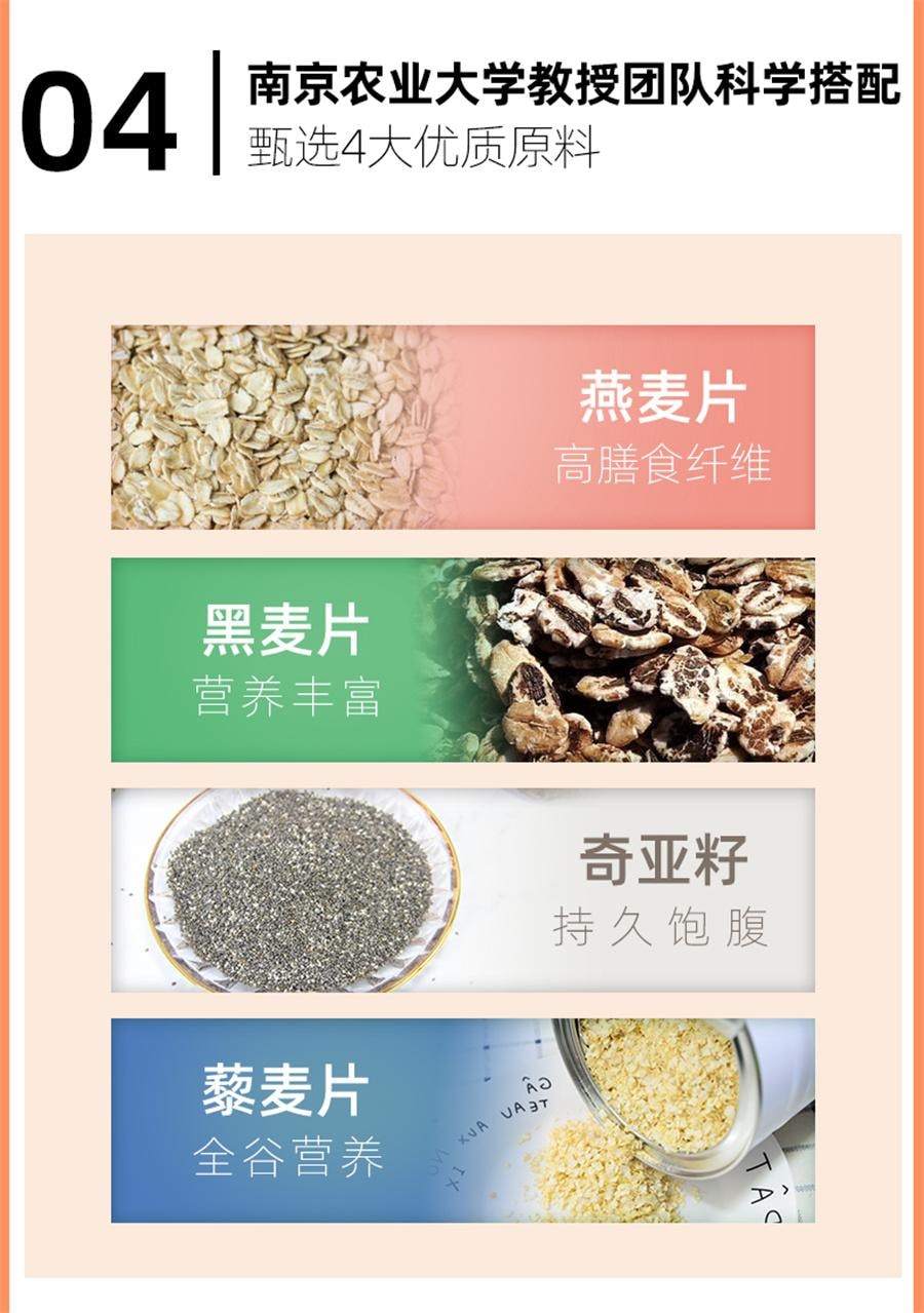 【中国直邮】 谷初源 低无脱脂早餐奇亚籽代餐粉燕麦片速食冲饮饱腹无糖精即食食品主食   210g/盒