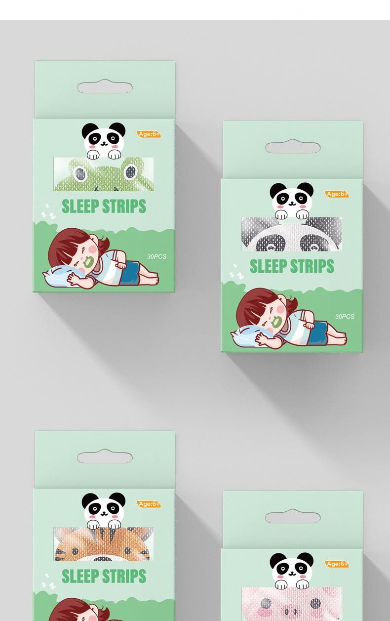 FOXTAIL 儿童口呼吸贴 卡通 睡觉防张嘴 打呼噜 止鼾贴 口呼吸矫正贴 封口贴 90片- 狐狸+老虎+小猪 1份