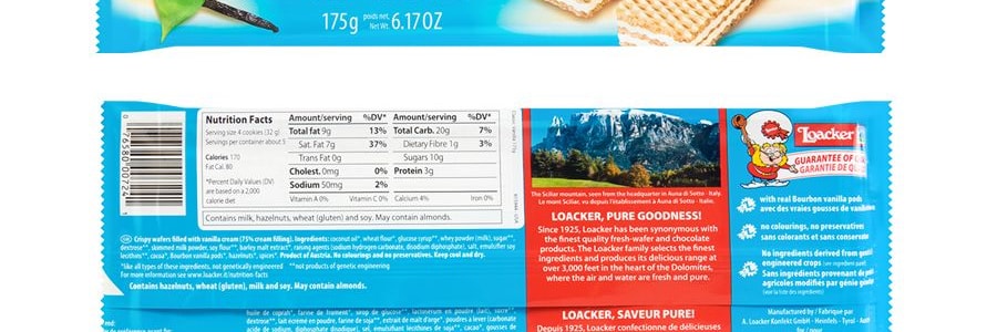 義大利LOACKER萊家 經典威化華夫餅 香草口味 175g