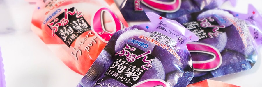 日本ORIHIRO 低卡高纖蒟蒻桃果凍 桃子口味+葡萄口味 12枚 216g