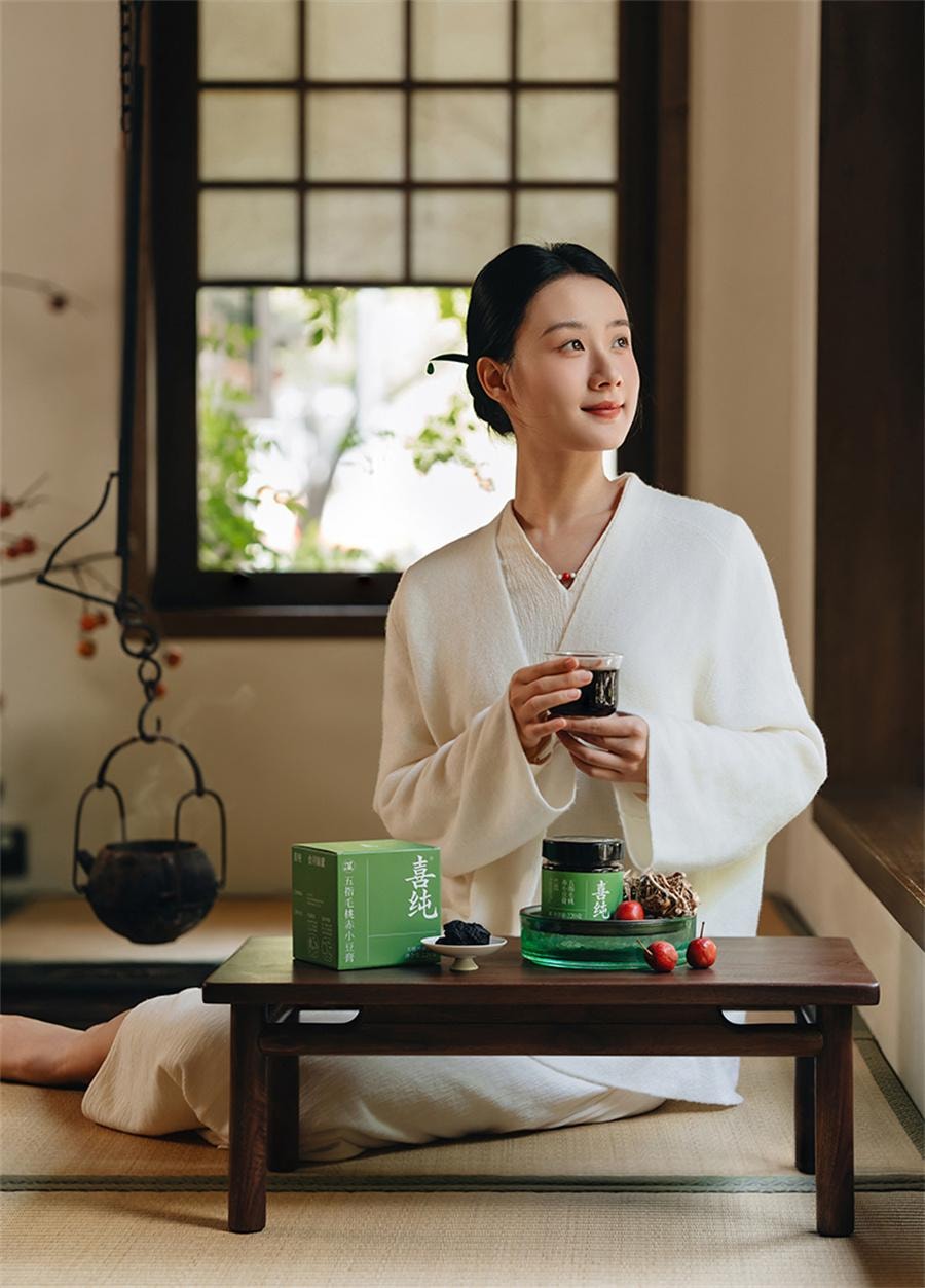 【中国直邮】 喜纯 五指毛桃赤小豆膏 精选五指毛桃山楂茯苓赤小豆薏仁膏祛湿膏冲饮祛湿茶220g/罐