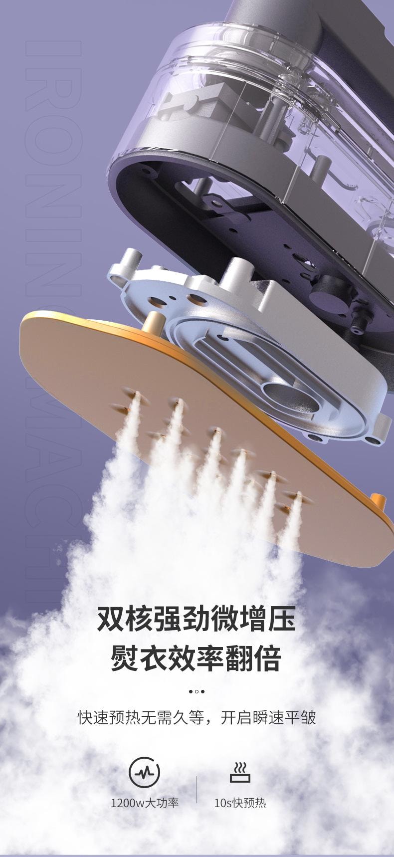  扶桑 数显电熨斗 家用小型挂烫机 便捷式折叠熨烫机 手持蒸汽机 110V美规 白色 双核断电保护 10分钟自动断电