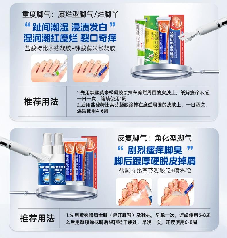 999 盐酸特比萘芬凝胶治脚气药止痒水泡脱皮杀菌烂脚丫膏真菌感染  20g/支