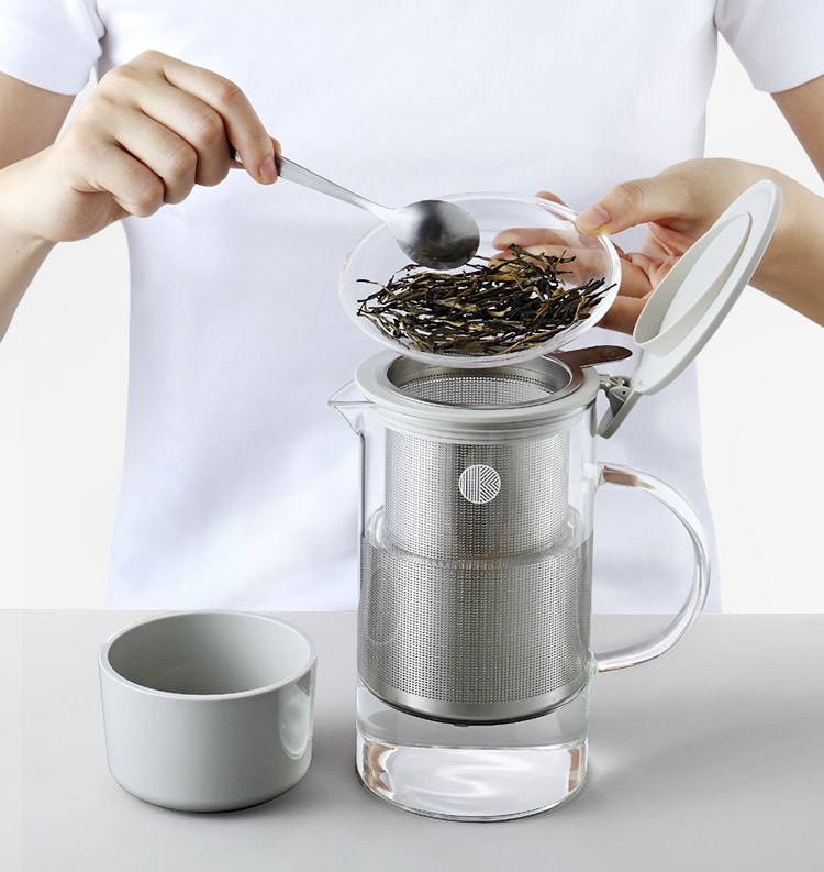 tea brewing glass cup 800ml grey