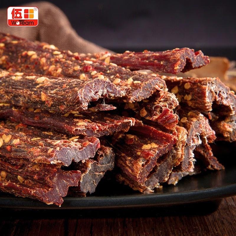 【中國直郵】 蜀風雅香 伍田(WoTeam)四川特產風乾手撕牛肉 整根即食耐嚼解饞肉乾 休閒小吃零食 500g 匠制麻辣味 500 克