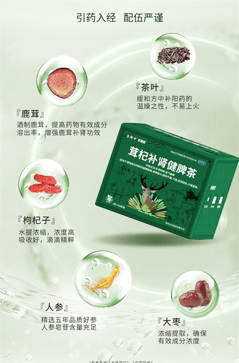 【中國直郵】 茶郎中 茸杞補腎健脾茶腰膝酸夜尿多茸杞茶otc補腎鹿茸枸杞茶男女 2g*18袋/盒