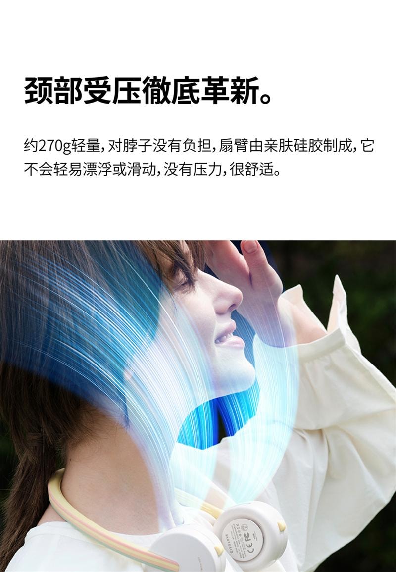 【中国直邮】  SOLONE 素乐小风扇usb可充电挂脖风扇静音随身便携 黑色 1个装