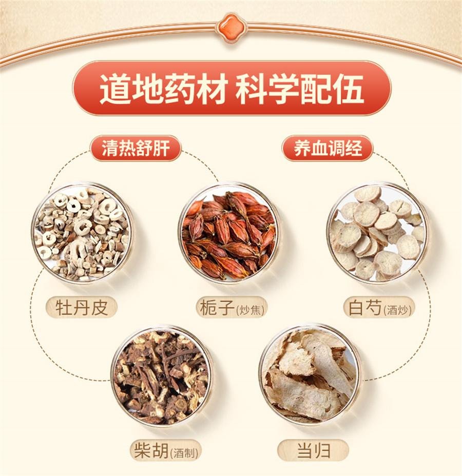 【中国直邮】 昆中药 丹栀逍遥丸 非加味逍遥丸调经月经不调乳房胀痛20袋/盒