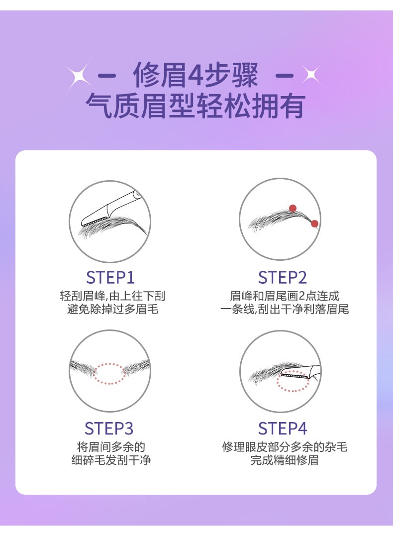 【中国直邮】 上野拉美拉 热卖同款 双头两用修眉刀 防护网收纳盖微距刮眉刀32g