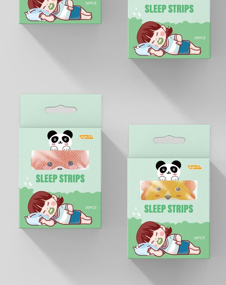 FOXTAIL 儿童口呼吸贴 卡通 睡觉防张嘴 打呼噜 止鼾贴 口呼吸矫正贴 封口贴 90片- 狐狸+老虎+小猪 1份