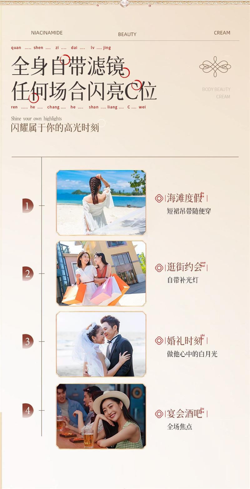 Niacinamide light body cream for lazy people to conceal blemishes without false whitening and moisturizing 100g/bottle