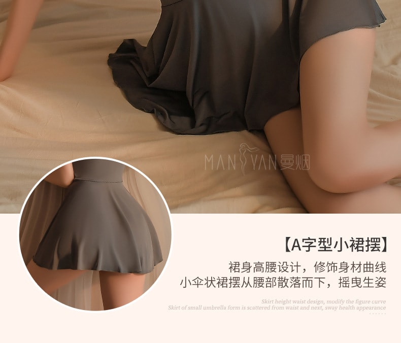 【中國直郵】曼煙 情趣內衣 性感吊帶抹胸V型睡裙 黑色均碼