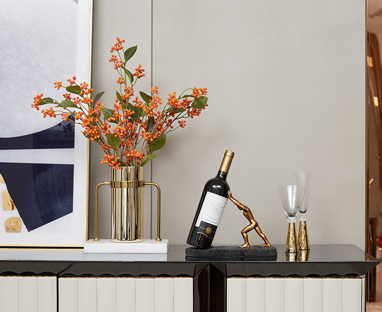  2019 Modern Simple Creative Wine Rack Decoration Wine Cabinet Craft Decoration Gold # 1 piece