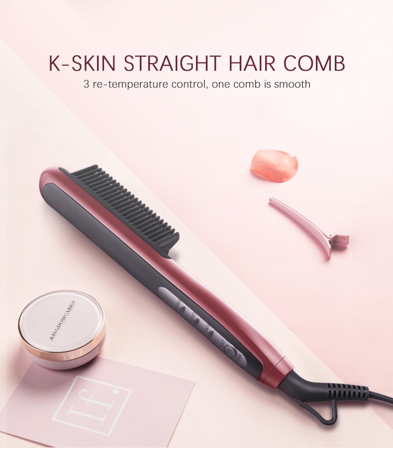 K·SKIN金米 兩用直髮梳夾板 家用直捲捲髮棒 不傷發小直板夾KD388B紅色 1台