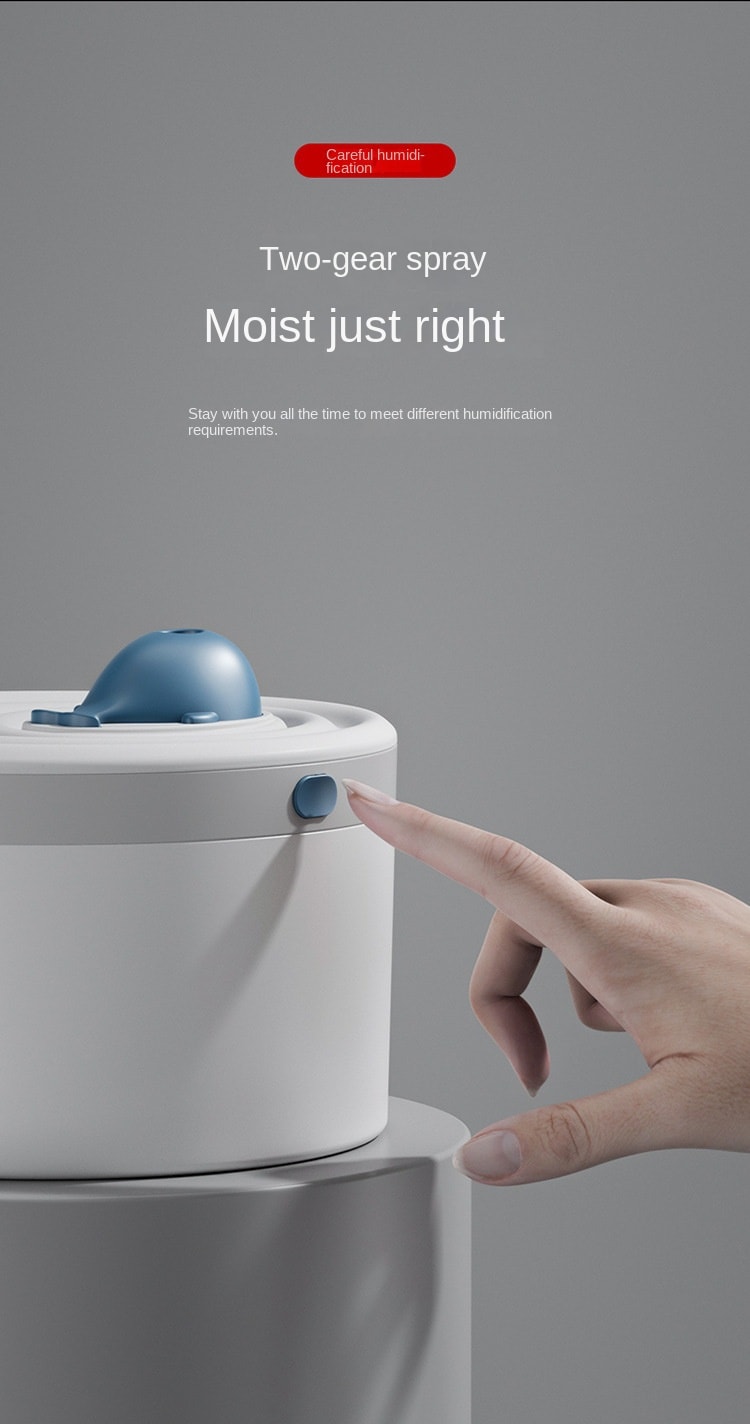 中国 LLD乐乐多 1.5升大容量蓝鲸加湿器大雾量喷雾七彩灯香薰机加湿器三合一 白色 1件