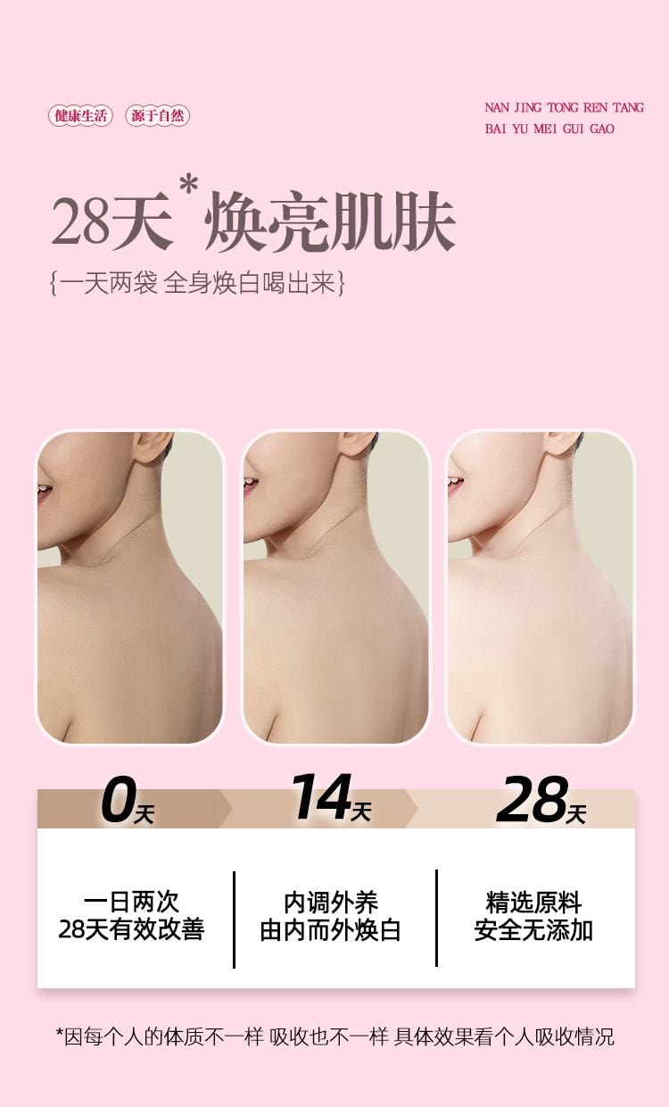 【中國直郵】 南京同仁堂 白玉玫瑰膏15g*20袋/盒全身煥白肌膚祛黃提亮膚