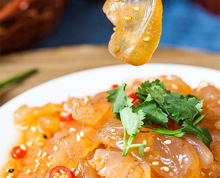 【中国直邮】云山半  即食海蜇头  含料包  海蜇皮海产干货  凉拌海蜇丝  冷盘凉菜  下酒饭菜  500g