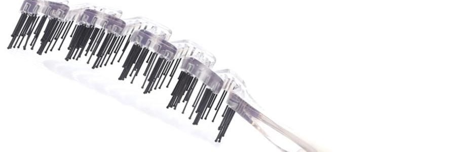 PANVIN盤易 水晶蓬鬆梳 家用蓬鬆按摩梳 鏤空可彎曲排骨梳 #灰色 不含猪鬃款 撫平毛躁 清潔頭皮