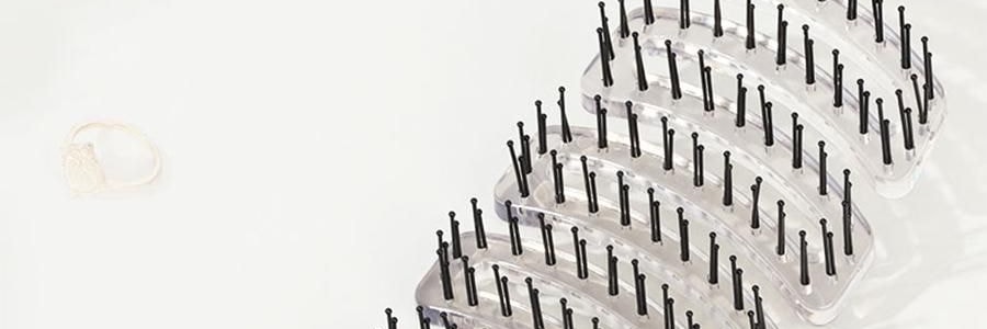 PANVIN盤易 水晶蓬鬆梳 家用蓬鬆按摩梳 鏤空可彎曲排骨梳 #灰色 不含猪鬃款 撫平毛躁 清潔頭皮