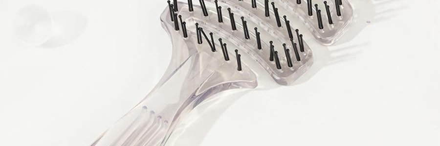 PANVIN盤易 水晶蓬鬆梳 家用蓬鬆按摩梳 鏤空可彎曲排骨梳 #灰色 不含猪鬃款 撫平毛躁 清潔頭皮