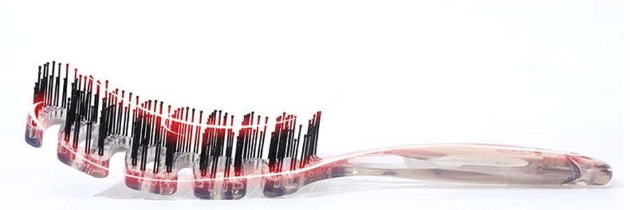 PANVIN盤易 水晶蓬鬆梳 家用蓬鬆按摩梳 鏤空可彎曲排骨梳 #灰色 不含猪鬃款 撫平毛躁 清潔頭皮